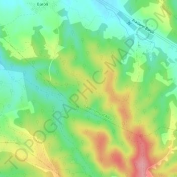 Топографическая карта Bricco Rotondo, высота, рельеф
