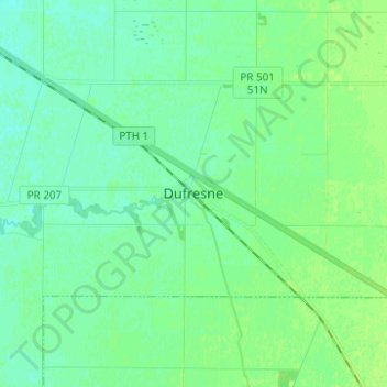 Топографическая карта Dufresne, высота, рельеф