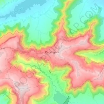 Топографическая карта Panchgani, высота, рельеф
