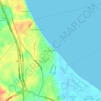 Топографическая карта Sagamore Beach, высота, рельеф