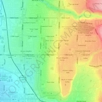 Топографическая карта Silver Ridge, высота, рельеф