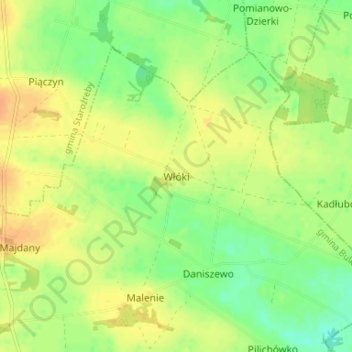 Топографическая карта Włóki, высота, рельеф