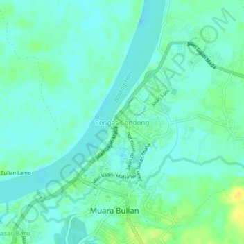 Топографическая карта Rengas Condong, высота, рельеф