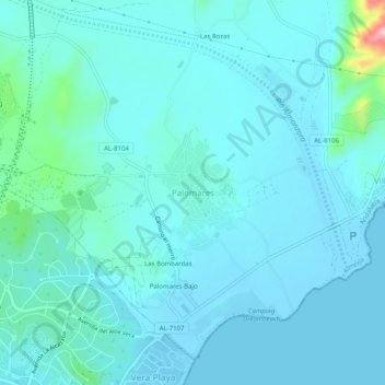 Топографическая карта Palomares, высота, рельеф