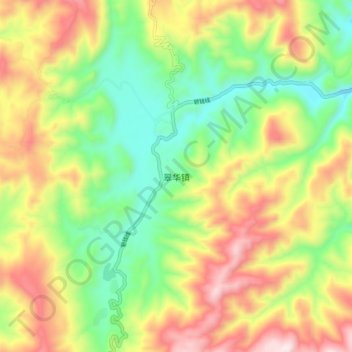 Топографическая карта 翠华镇, высота, рельеф