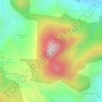 Топографическая карта Mahakudugala, высота, рельеф