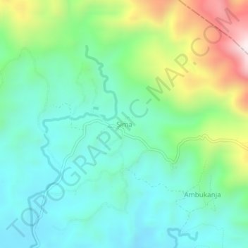 Топографическая карта Sima, высота, рельеф