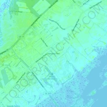 Топографическая карта Palmetto Fort, высота, рельеф