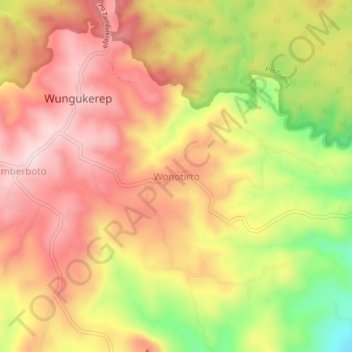 Топографическая карта Wonotirto, высота, рельеф