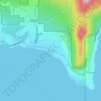 Топографическая карта Kings Beach, высота, рельеф