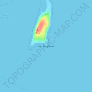 Топографическая карта мыс Басаргина, высота, рельеф