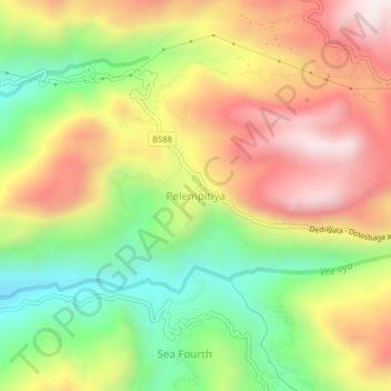 Топографическая карта Pelempitiya, высота, рельеф