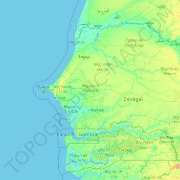 Топографическая карта Diourbel, высота, рельеф