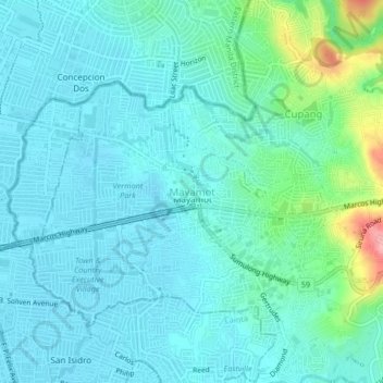 Топографическая карта Mayamot, высота, рельеф