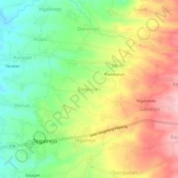 Топографическая карта Banyusari, высота, рельеф