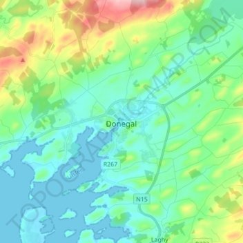 Топографическая карта Donegal, высота, рельеф