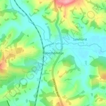 Топографическая карта Robertsbridge, высота, рельеф