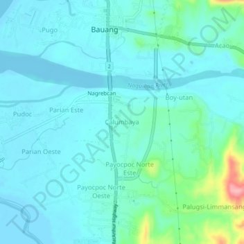 Топографическая карта Calumbaya, высота, рельеф