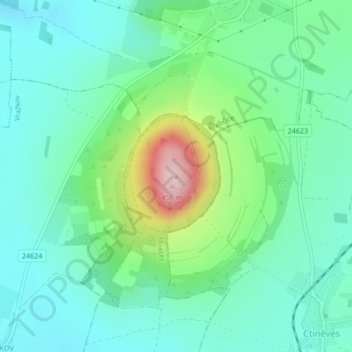 Топографическая карта Říp, высота, рельеф