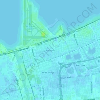 Топографическая карта Seabrook, высота, рельеф