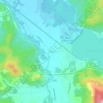 Топографическая карта Dexter, высота, рельеф