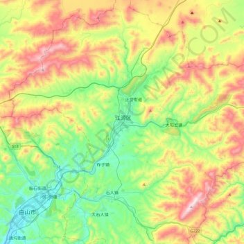 Топографическая карта Jiangyuan, высота, рельеф