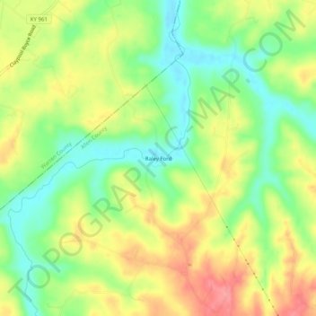 Топографическая карта Raley Ford, высота, рельеф