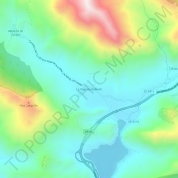Топографическая карта La Vega de Robledo, высота, рельеф