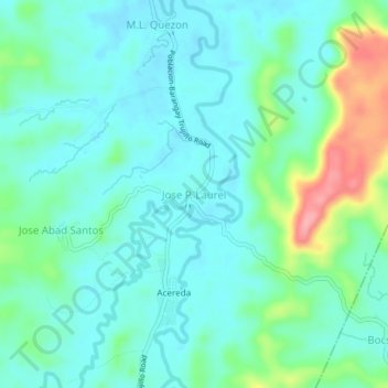 Топографическая карта Jose P. Laurel, высота, рельеф
