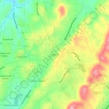 Топографическая карта Chalkville, высота, рельеф