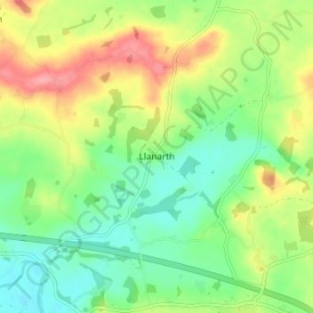Топографическая карта Llanarth, высота, рельеф