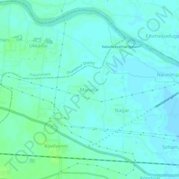 Топографическая карта Manalur, высота, рельеф
