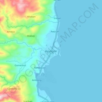 Топографическая карта Ayungon, высота, рельеф