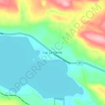 Топографическая карта Lac La Hache, высота, рельеф