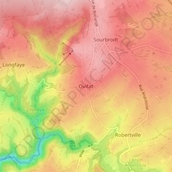 Топографическая карта Ovifat, высота, рельеф
