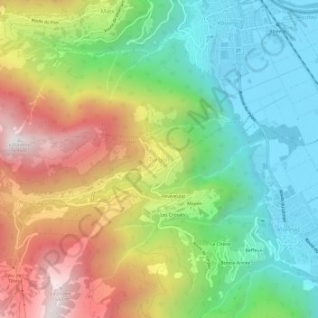 Топографическая карта Torgon, высота, рельеф