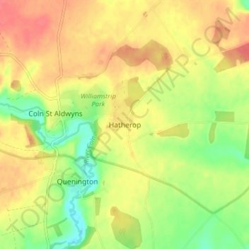 Топографическая карта Hatherop, высота, рельеф