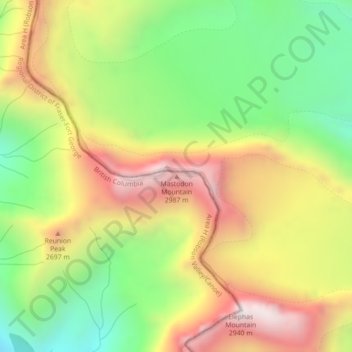 Топографическая карта Mastodon Mountain, высота, рельеф