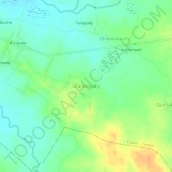 Топографическая карта Shankerpally, высота, рельеф