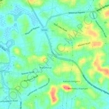 Топографическая карта Thondayad, высота, рельеф