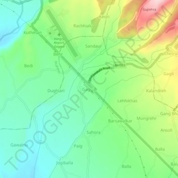 Топографическая карта Gaggal, высота, рельеф