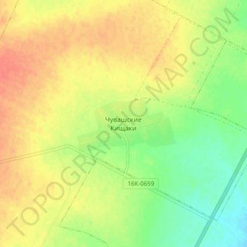 Топографическая карта Чувашские Кищаки, высота, рельеф