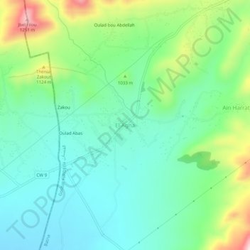 Топографическая карта El Agna, высота, рельеф