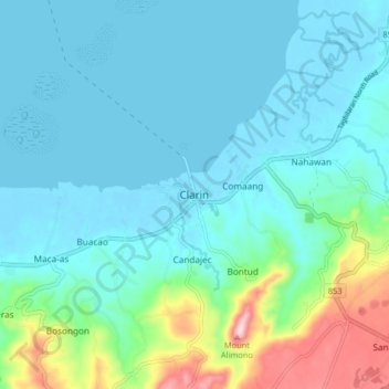 Топографическая карта Clarin, высота, рельеф