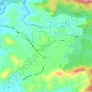 Топографическая карта Peechi, высота, рельеф