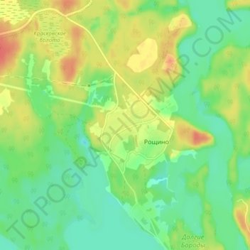 Топографическая карта Долгие Бороды, высота, рельеф