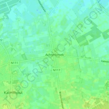 Топографическая карта Achterbroek, высота, рельеф