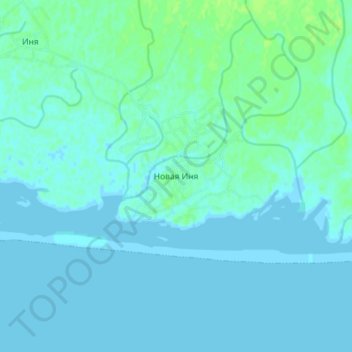 Топографическая карта Новая Иня, высота, рельеф