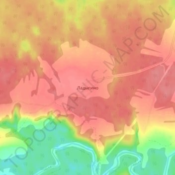Топографическая карта Ладыгино, высота, рельеф