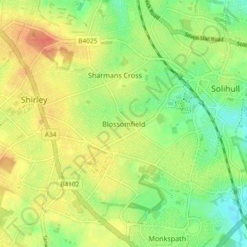 Топографическая карта Blossomfield, высота, рельеф